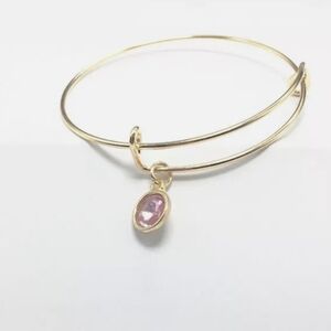 New Pink October Birthstone Gold Bangle Bracelet.